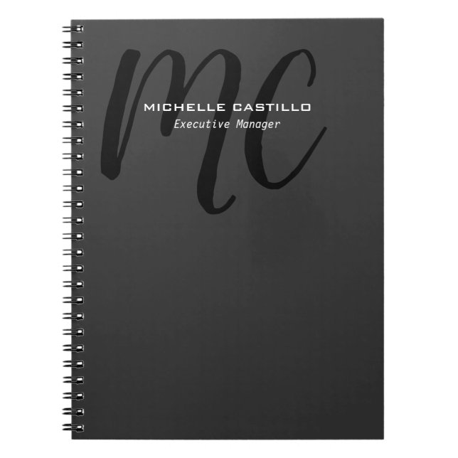 Professional Modern Monogrammed Minimalist Notebook (Front)