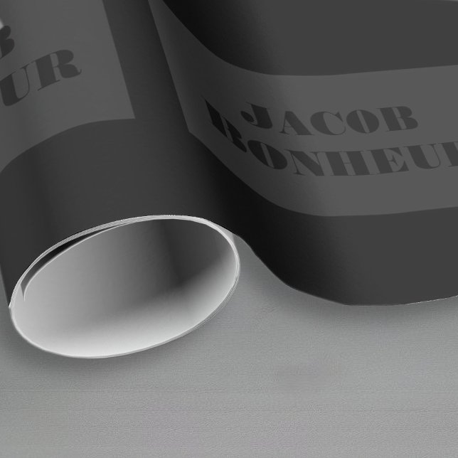 Professional Modern Name | Dark Grey & Black Wrapping Paper (Creator Uploaded)