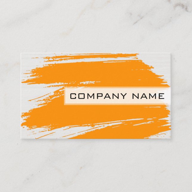 Professional Modern Orange Brush Stroke Business Card (Front)