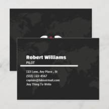 Professional Modern Pilot World Map Business Card