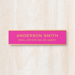 Professional Modern Pink Gold Office Name Title Door Sign