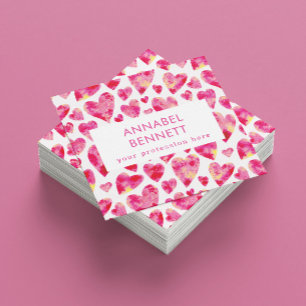 Professional Modern Pink Heart Square Business Card