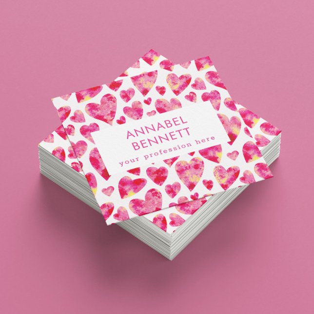 Professional Modern Pink Heart Square Business Card (Creator Uploaded)