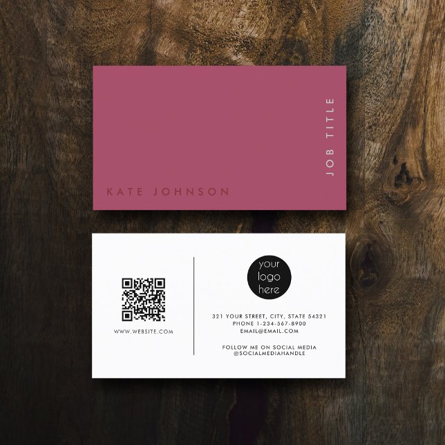 Professional Modern Pink Minimalist QR Code Logo Business Card (Professional Modern Pink Minimalist QR Code Logo Business Card)