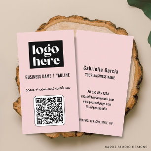 Professional Modern Pink QR Code Logo Business Card