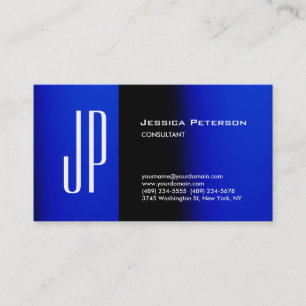 Professional Modern Plain Blue Bold Monogram Business Card
