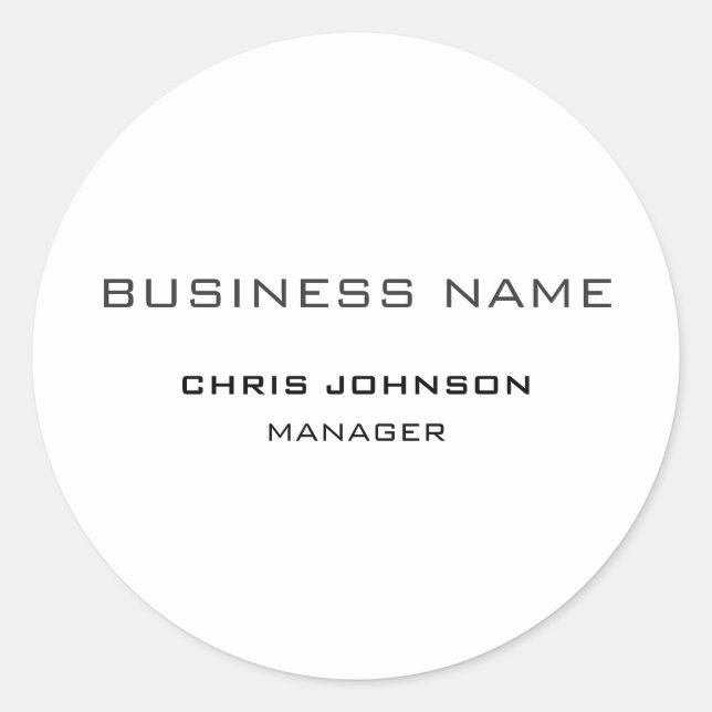 Professional Modern Plain Simple Classic Round Sticker (Front)