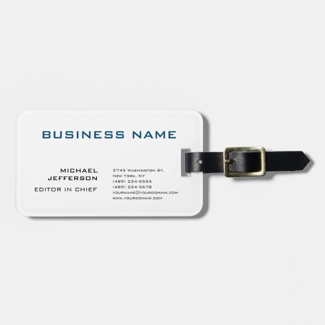 Professional Modern Plain Simple Luggage Tag (Front Horizontal)