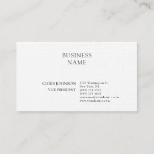 Professional Modern Plain Simple Premium Linen Business Card