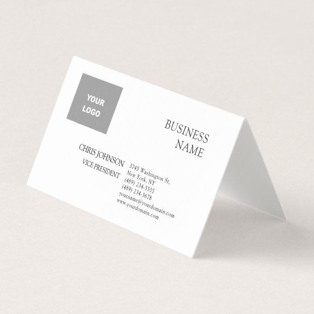 Professional Modern Plain Simple Premium Linen Business Card (Front)