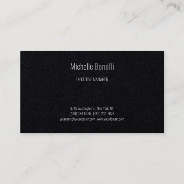 Professional Modern Premium Black Minimalist Business Card (Front)
