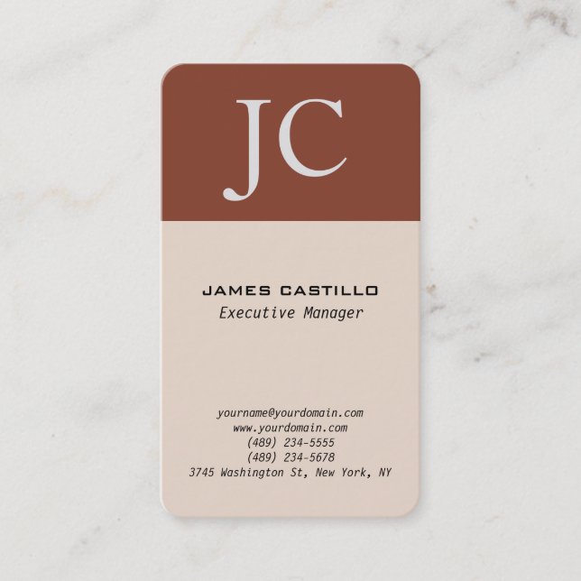 Professional Modern Premium Colours Monogram Business Card (Front)