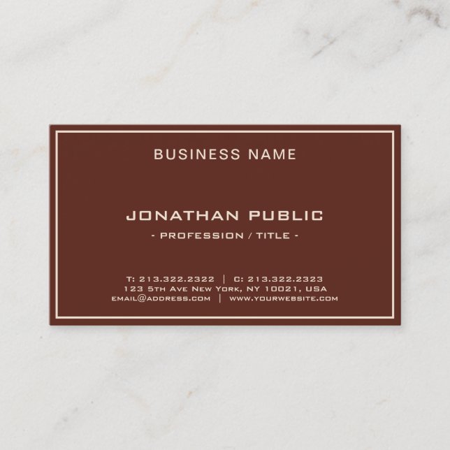 Professional Modern Promotional Elegant Terracotta Business Card (Front)