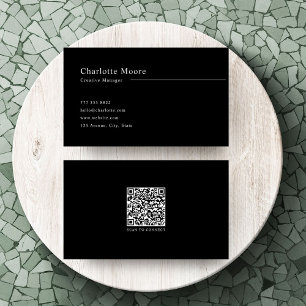 Professional Modern QR Code Black and White Business Card