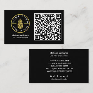 Professional Modern QR Code Custom Logo Black Business Card