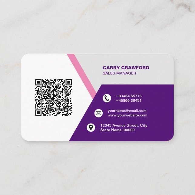 Professional Modern QR Code Custom Personalised Bu Business Card (Back)