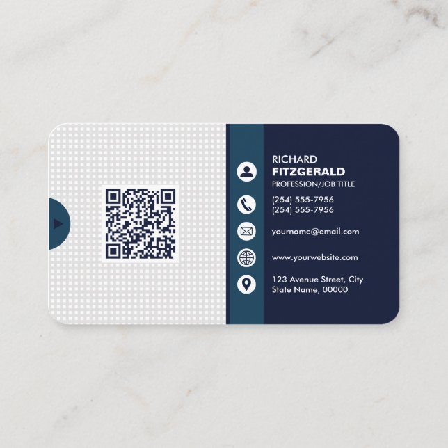 Professional Modern QR Code Custom Personalised Bu Business Card (Back)