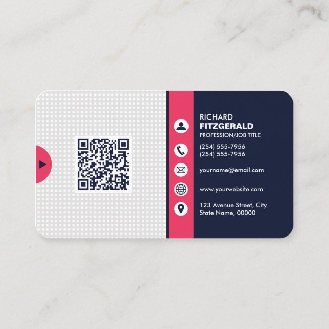 Professional Modern QR Code Custom Personalised Business Card (Back)