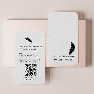 Professional Modern QR Code Vertical Notary Public Business Card