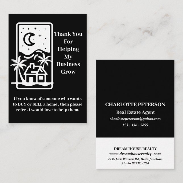 Professional Modern Real Estate Business  Referral Card (Front/Back)