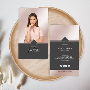 Professional Modern Real Estate Monogram Photo Business Card