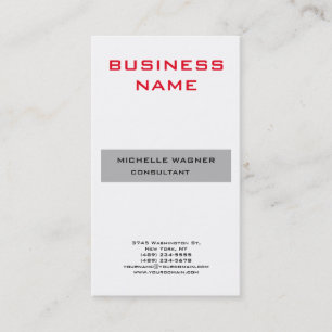 Professional Modern Red Grey White Minimalist Business Card