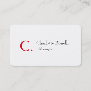 Professional Modern Red Monogram Minimalist Business Card