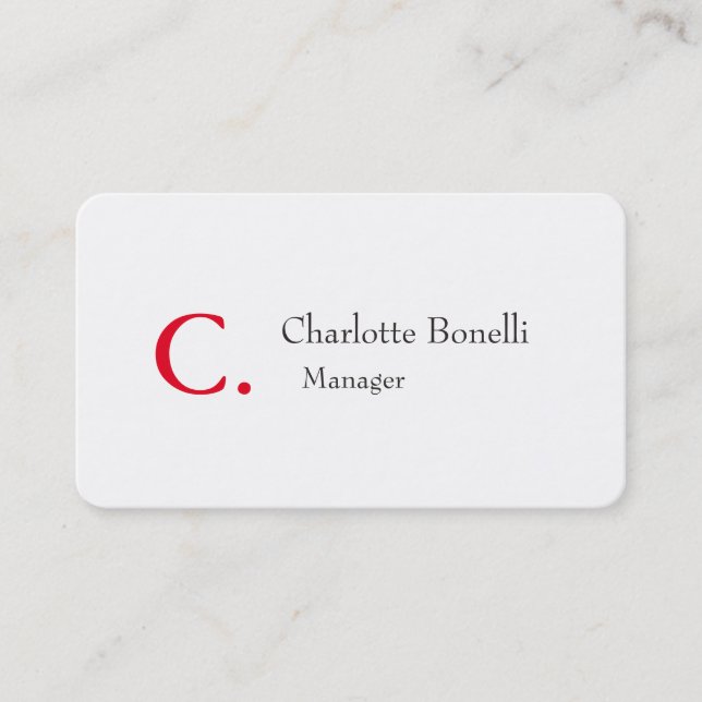 Professional Modern Red Monogram Minimalist Business Card (Front)