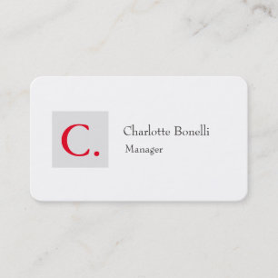 Professional Modern Red Monogram Minimalist Business Card