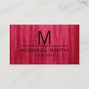 Professional Modern Red Wood Grain Monogram #2 Business Card
