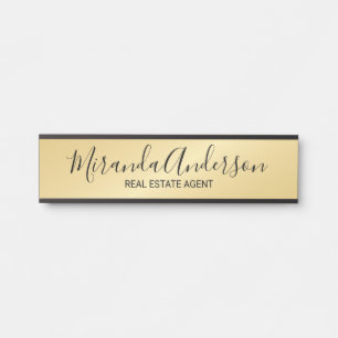 Professional Modern Script Black and Gold Door Sign