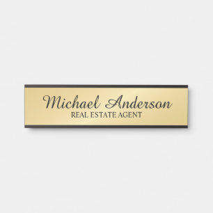 Professional Modern Script Black and Gold Door Sign