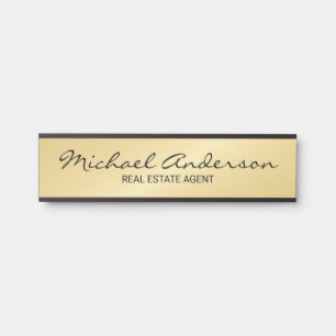 Professional Modern Script Black and Gold Door Sign