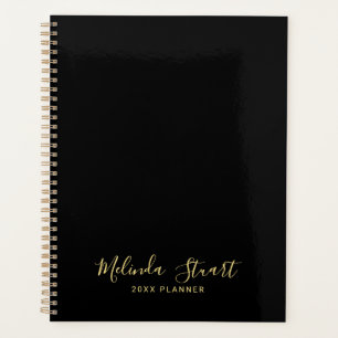 Professional Modern Script Black and Gold Planner