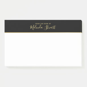 Professional Modern Script Black and Gold Post-it Notes