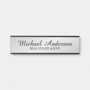 Professional Modern Script Black and Silver Door Sign