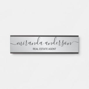 Professional Modern Script Black and Silver Door Sign