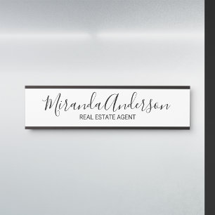 Professional Modern Script Black and White Door Sign