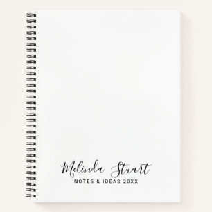Professional Modern Script Black and White Notebook
