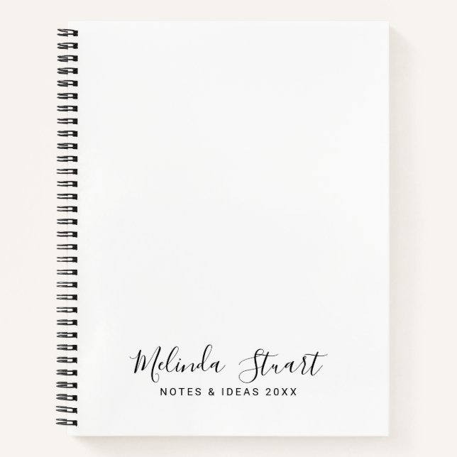 Professional Modern Script Black and White Notebook (Front)