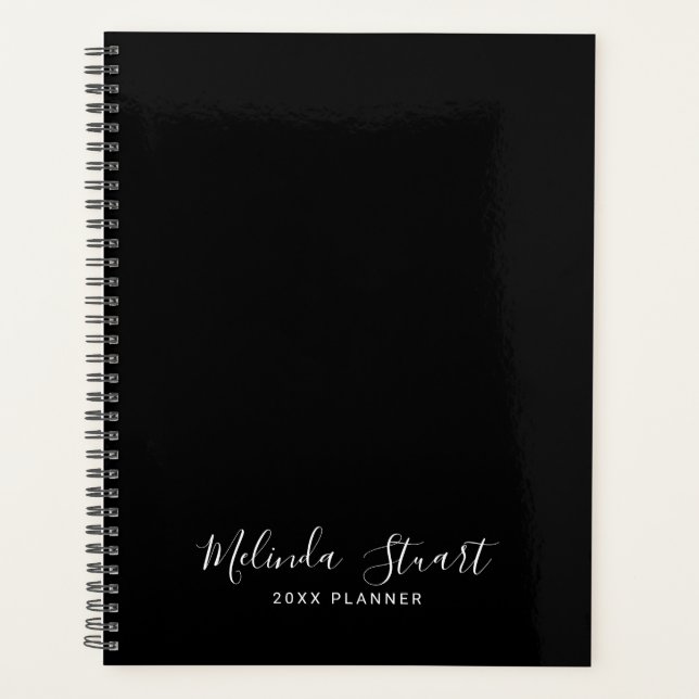Professional Modern Script Black and White Planner (Front)
