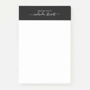 Professional Modern Script Black and White Post-it Notes