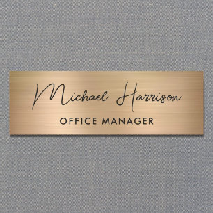 Professional Modern Script Gold Name Tag