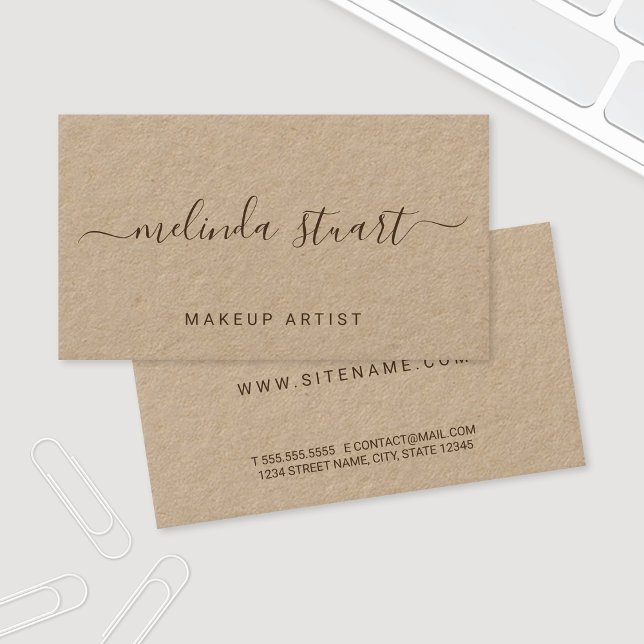 Professional Modern Script Kraft Paper Business Card (Creator Uploaded)