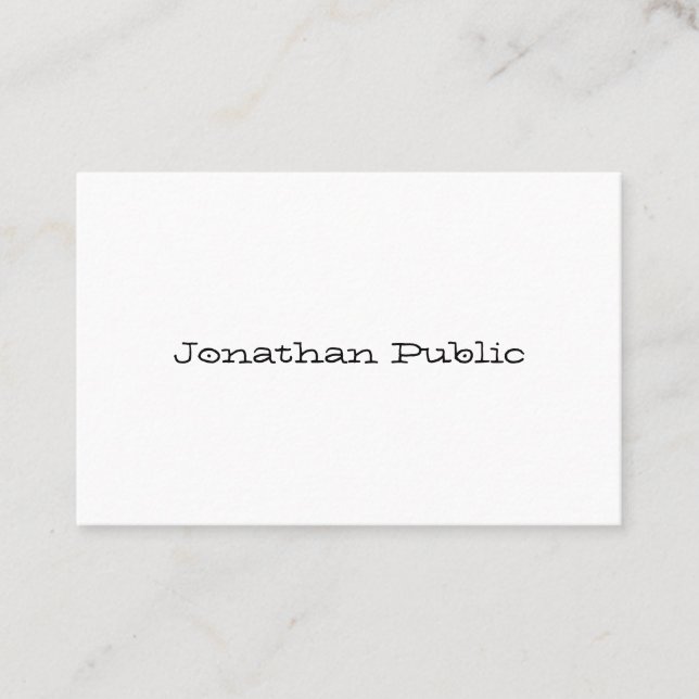 Professional Modern Script Minimalist Template Business Card (Front)