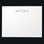 Professional Modern Script Notepad<br><div class="desc">Professional Modern notepad featuring name in black modern script font style with custom text in black modern sans serif font style on white background.</div>