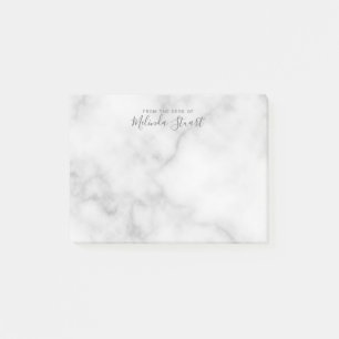 Professional Modern Script White Marble Post-it Notes
