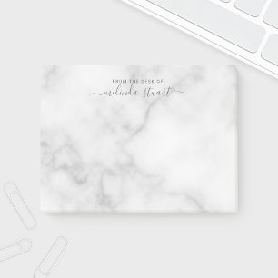 Professional Modern Script White Marble Post-it Notes