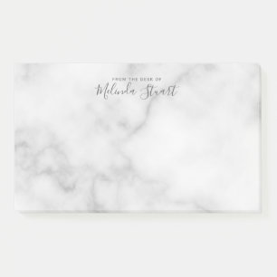 Professional Modern Script White Marble Post-it Notes