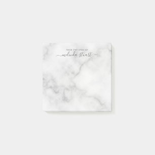 Professional Modern Script White Marble Post-it Notes